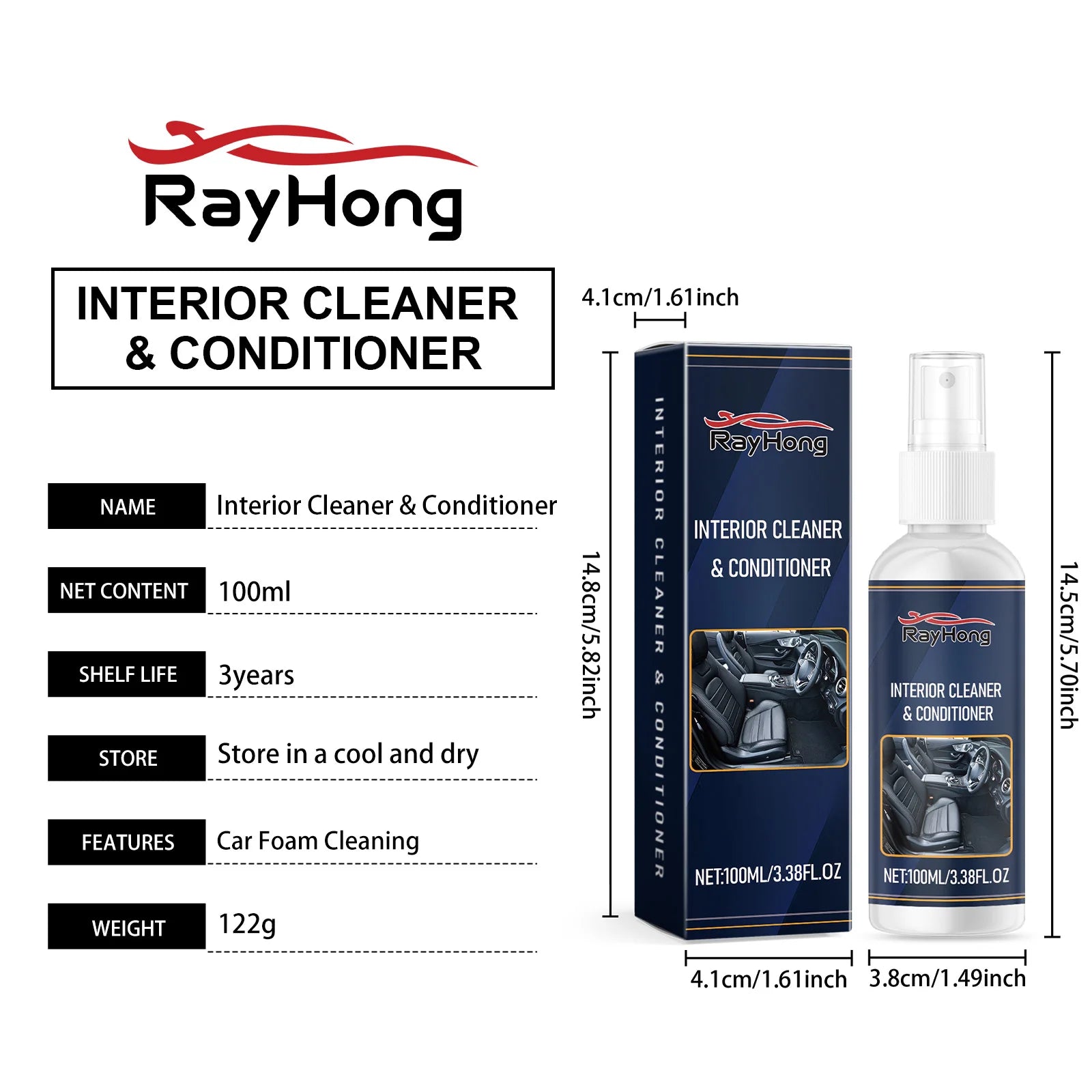 100ml Car Interior Foam Cleaner  Leather Flannel Woven Fabric Dashboard Spray Cleaners Enhances Shine & Prevents Aging