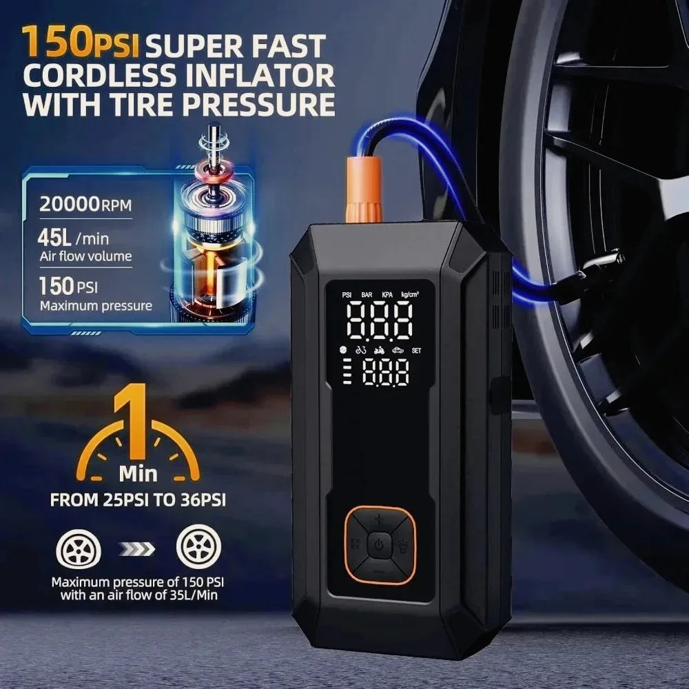 YINGBOOST Car Jump Starter with Air Pump Peak 4000A Auto Battery Booster &150PSI Tire Inflator Jump Starter with Air Compressor