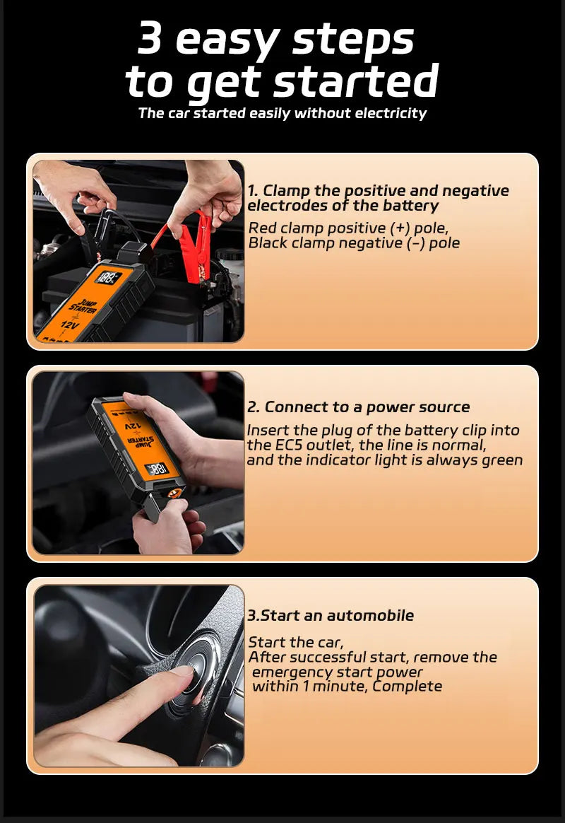 Power Bank 2000A Jump Starter Portable Charger Car Booster 12V Auto Starting Device Emergency Car Battery Starter