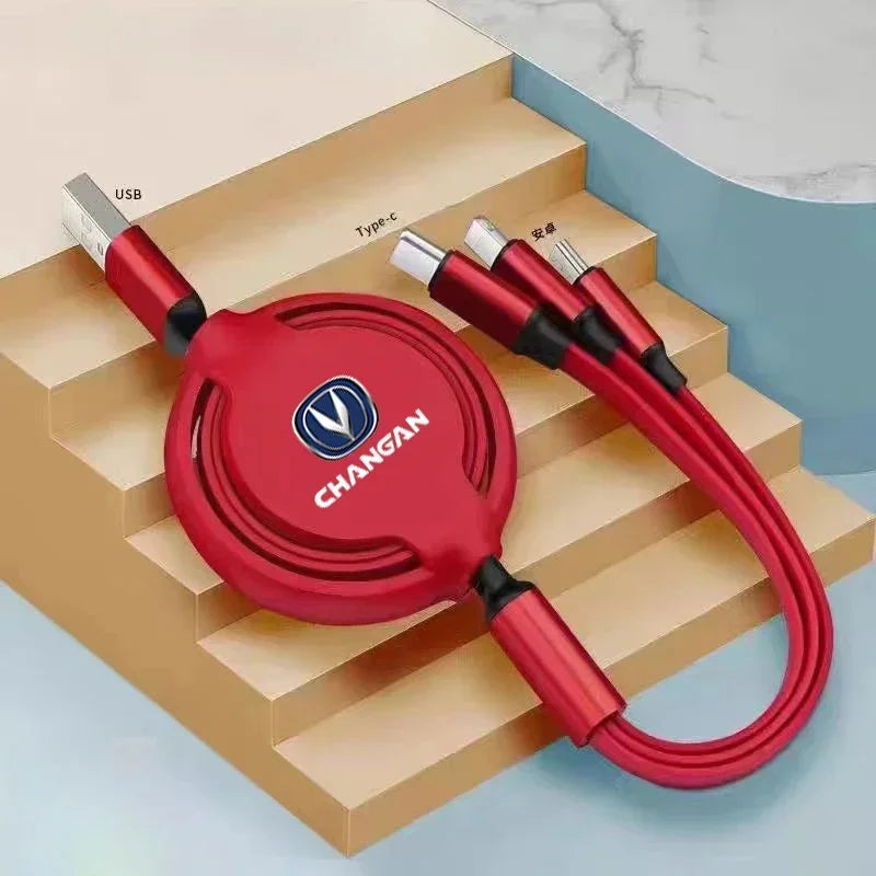 Fast Charing Data Cable 100W Multifunctional 3 in 1 Data Cord For Changan X5 X7 CX70 CS55 CS75 Car Accessories