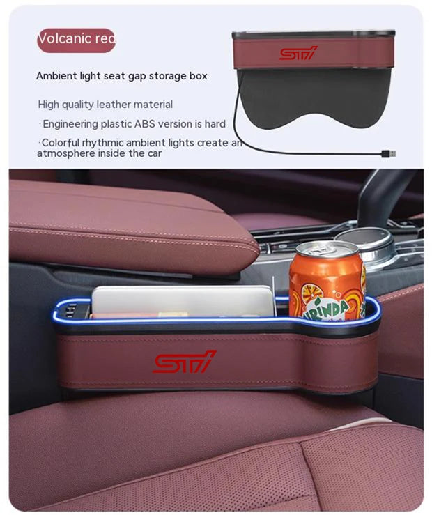 For Subaru STI Outback Brz Wrx Xv Ascent Forester Impreza Legacy Car Sewn Seat Gap Crevice Slot Storage Box light USB Charging