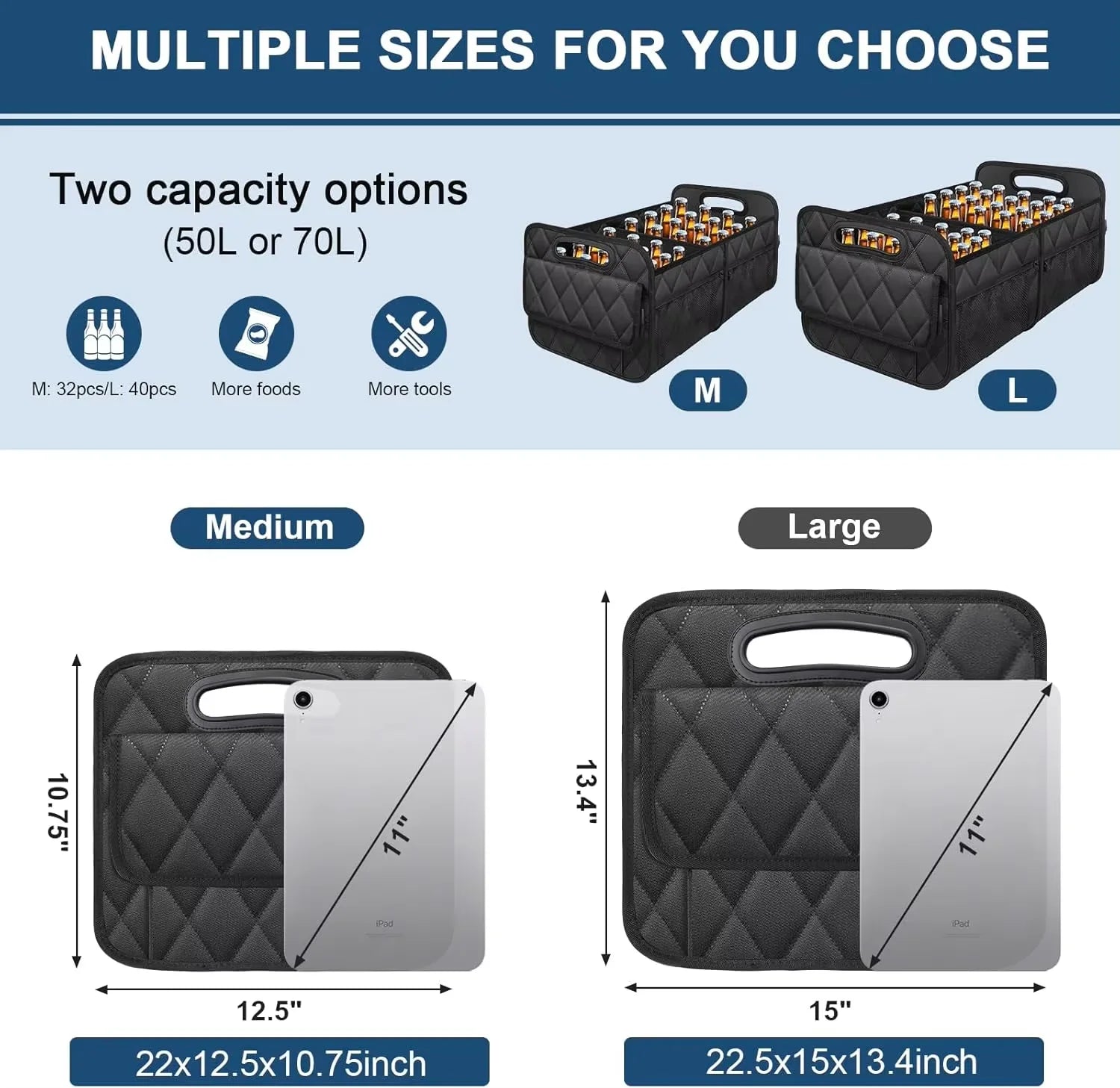 Car Trunk Organizer for SUV, Car Organizers and Storage with 6 Pocket, Car Accessories Waterproof Polyester Trunk Organizer