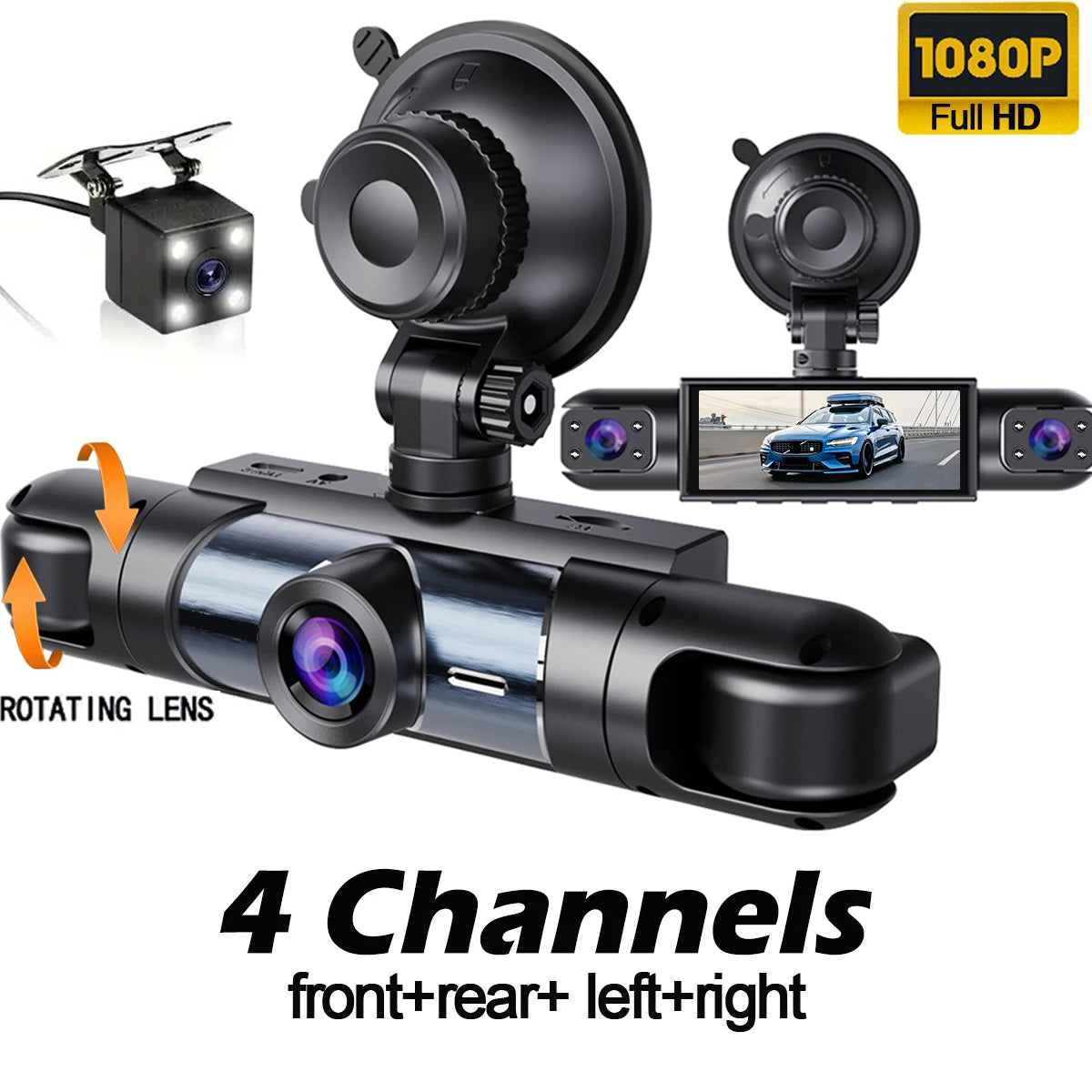Dash Cam Vehicle DVR video recorder 4 cameras for cars black box front rear internal Night Vision Loop Recording dashcam car 360