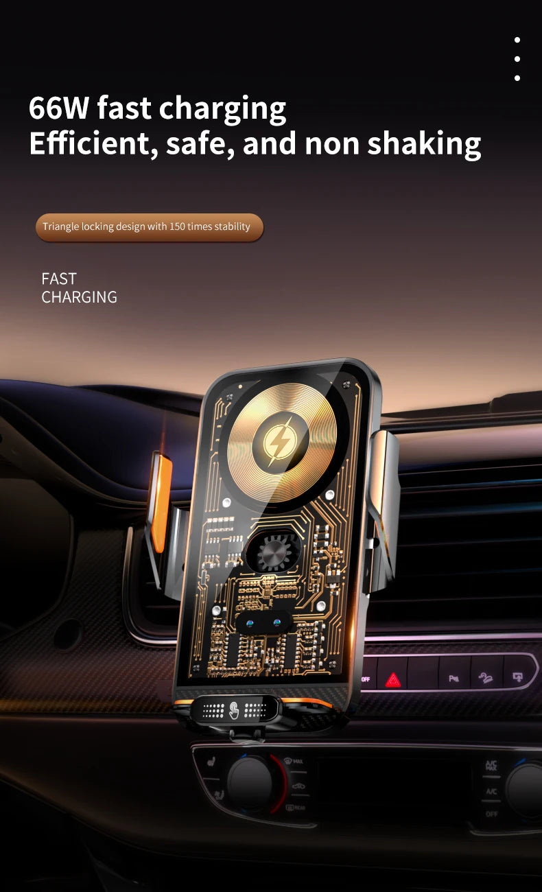 66W Wireless Fast Charger Mobile Phone Holder Air Vent Car Mount Charging Stand For IPhone 14 13 12 11 X Pro Max Xiaomi Samsung