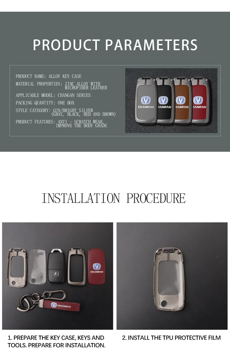 For Changan CX70 CS55 EADO CX20 Alsvin CS15EV CS75 CS35 Plus CS15 CS95 RAETON Car Key Fob Cover Case Protect Shell Holder Set