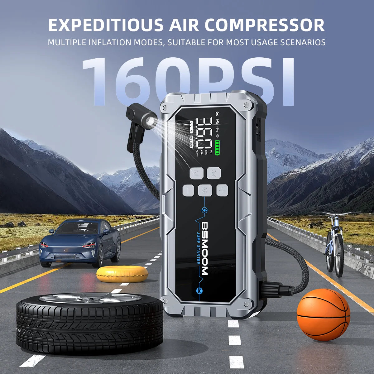 Car Jump Starter  Pump Air Compressor 26800mA/21800mAh Power Bank  Starting Device 12V Digital Tire Inflator
