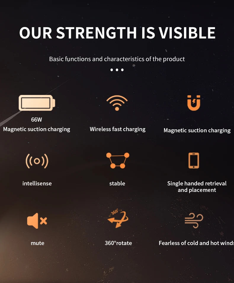 66W Wireless Fast Charger Mobile Phone Holder Air Vent Car Mount Charging Stand For IPhone 14 13 12 11 X Pro Max Xiaomi Samsung