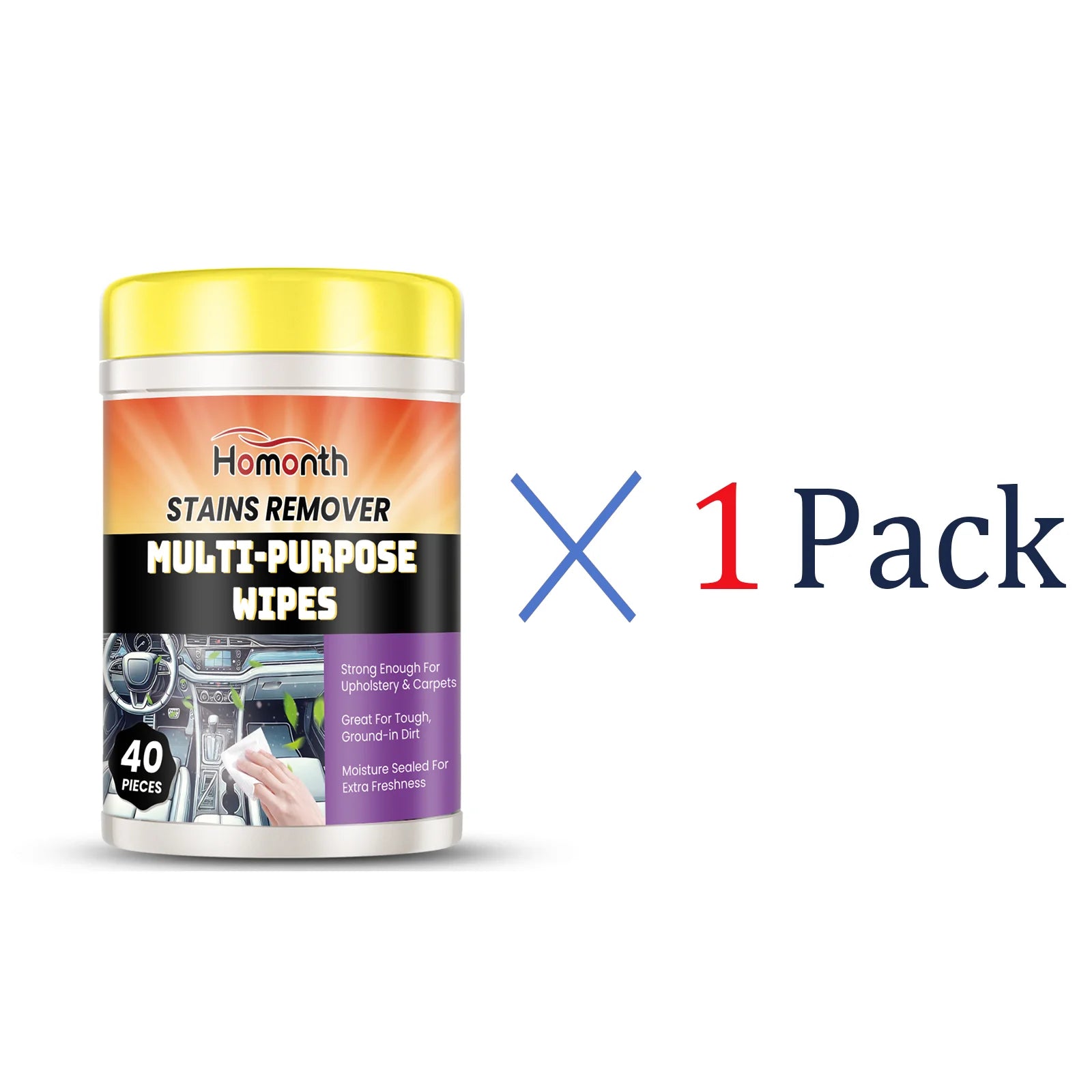 40PCS Car Interior Cleaning Wipes Multipurpose Wipes for Dashboard Leather Seats Screen Quick Cleaner Degreaser for Stains Dust