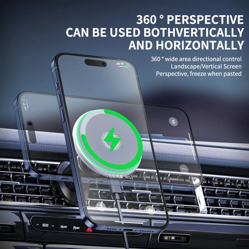 15W Magnetic Car Phone Holder Mount Charger Fast Wireless Car Charger for Air Vent Mount Anti-Shake Strong Magnet Car Support