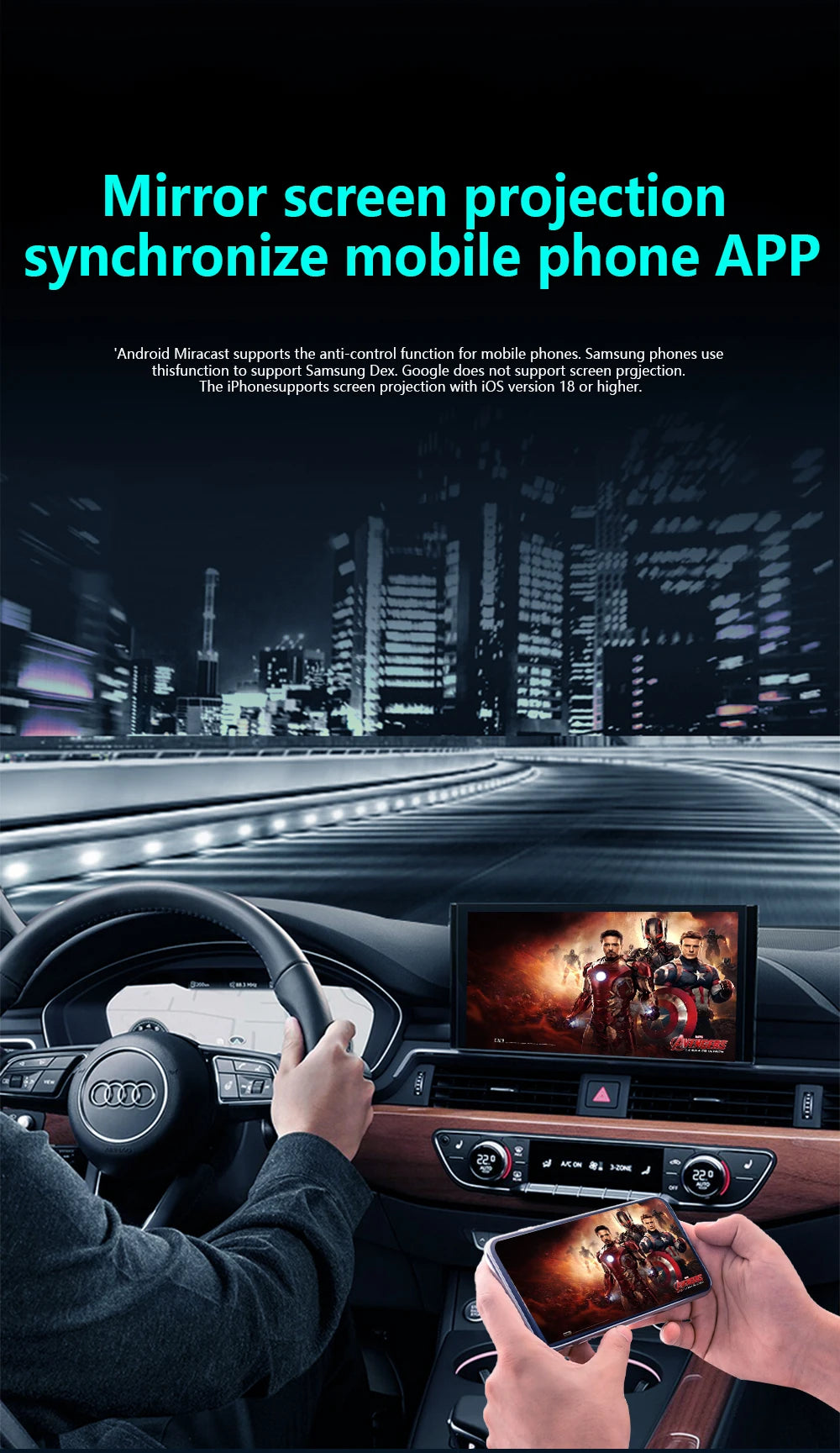 4-in-1 Wireless Carplay Adapter Android Auto Connect Airplay Mirror Link Screen Plug and Play Bluetooth for Apple and Android