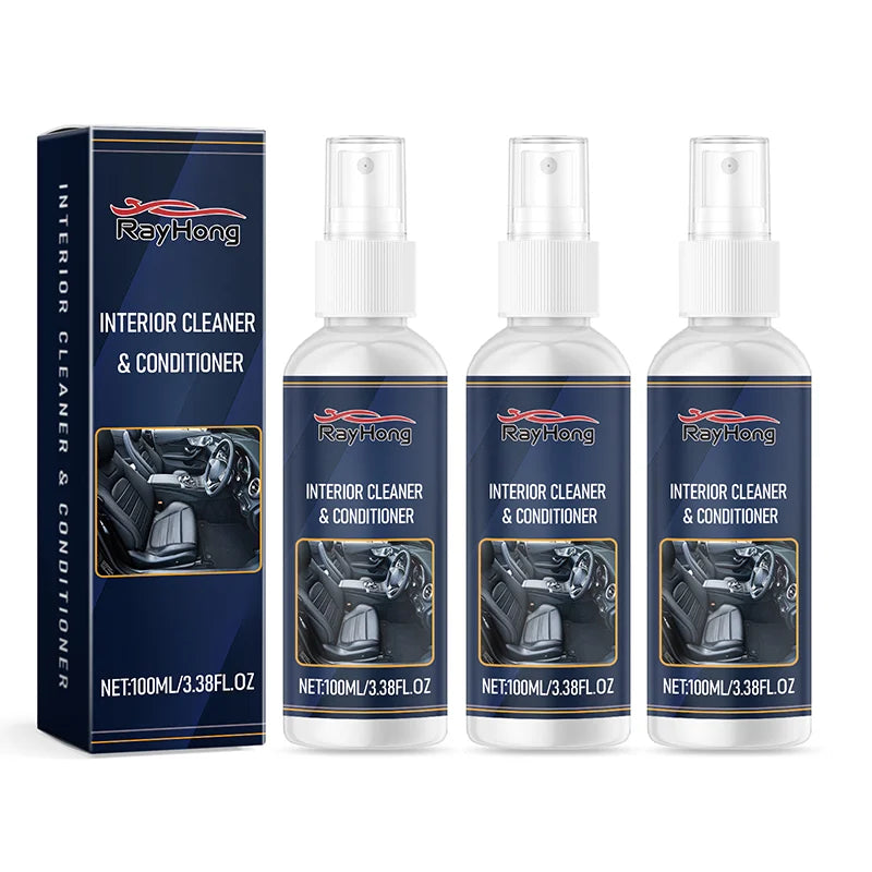 100ml Car Interior Foam Cleaner  Leather Flannel Woven Fabric Dashboard Spray Cleaners Enhances Shine & Prevents Aging