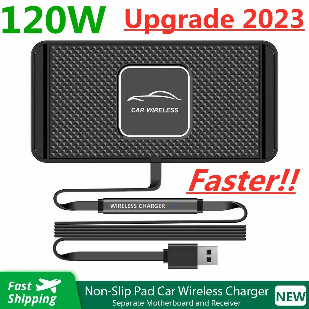 Wireless Charger Car Silicone Pad Stand For iPhone 17 16 14 13 12 Xiaomi Samsung Huawei Mobile Phone Fast Car Wireless Charging
