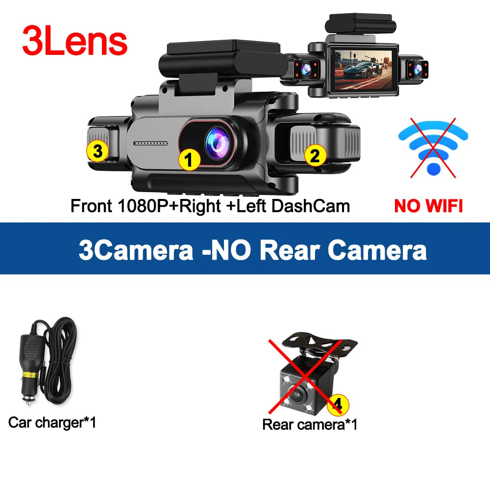 360° Car Camera 3/4Lens 1080P DashCam WIFI Car DVR Car recording Front Left right Rear View Camera Car Accessories 24H Hardware