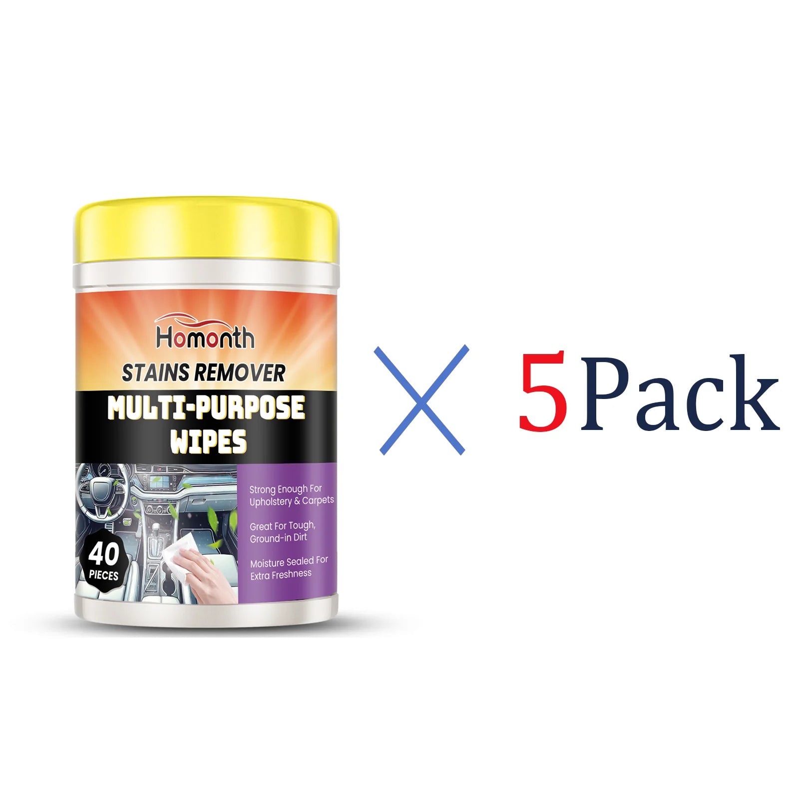 40PCS Car Interior Cleaning Wipes Multipurpose Wipes for Dashboard Leather Seats Screen Quick Cleaner Degreaser for Stains Dust