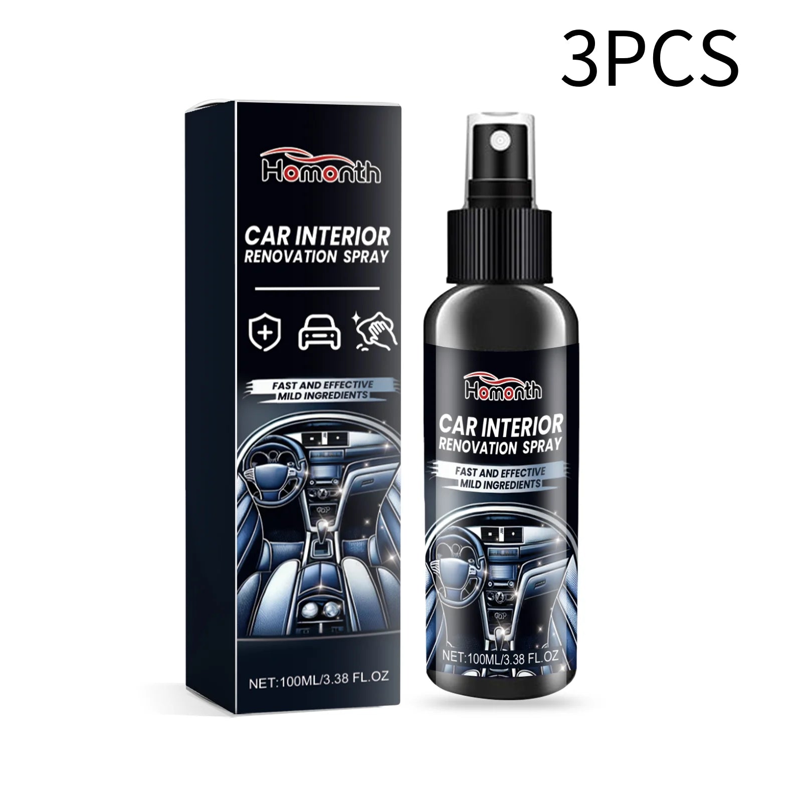 100ml Car Interior Refurbishment Spray Seat Dashboard Cleaning, Decontamination, Maintenance and Refurbishment Care Agent