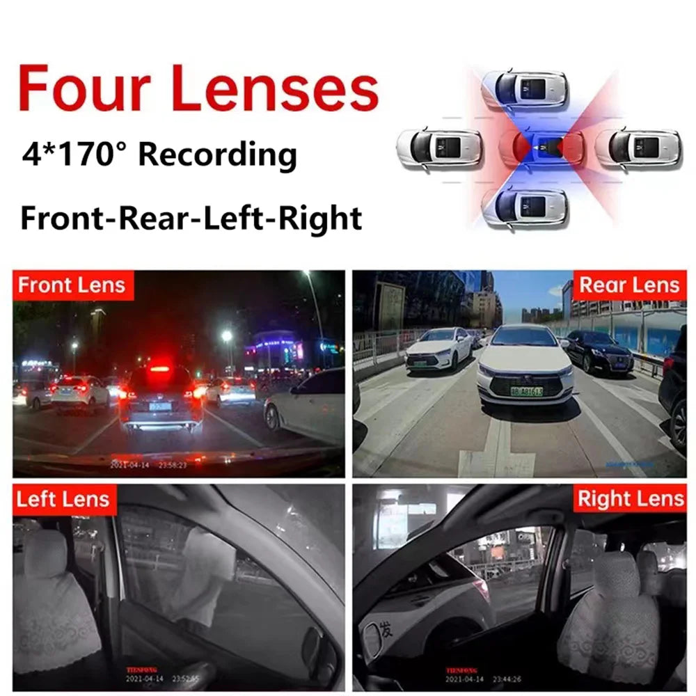360° Car Camera 3/4Lens 1080P DashCam WIFI Car DVR Car recording Front Left right Rear View Camera Car Accessories 24H Hardware