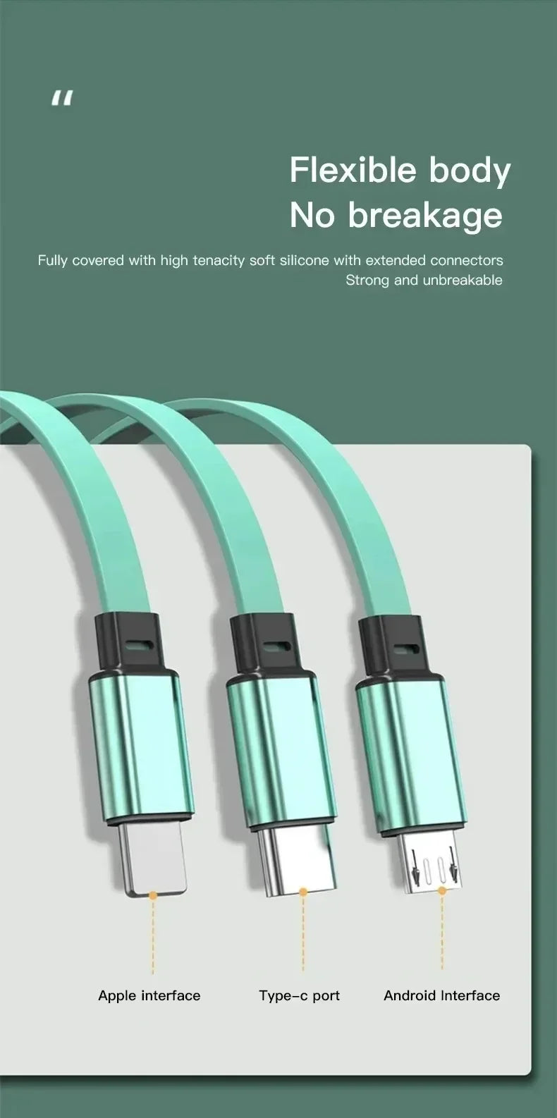 Fast Charing Data Cable 100W Multifunctional 3 in 1 Data Cord For Changan X5 X7 CX70 CS55 CS75 Car Accessories