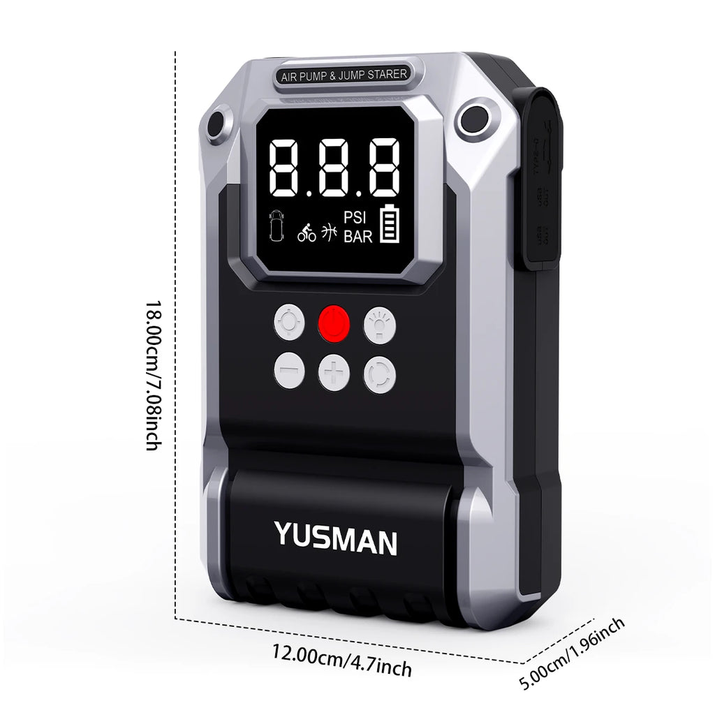 8000A Car Jump Starter with Air Compressor, 150PSI Tire Inflator,12V Battery Booster for ALL Gas/10L Diesel, LED Portable Pack