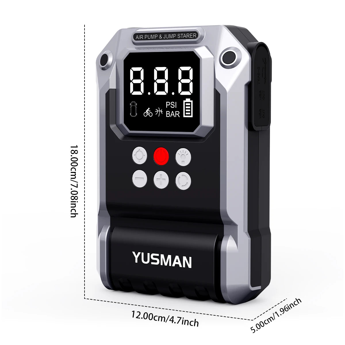 8000A Car Jump Starter with Air Compressor, 150PSI Tire Inflator,12V Battery Booster for ALL Gas/10L Diesel, LED Portable Pack