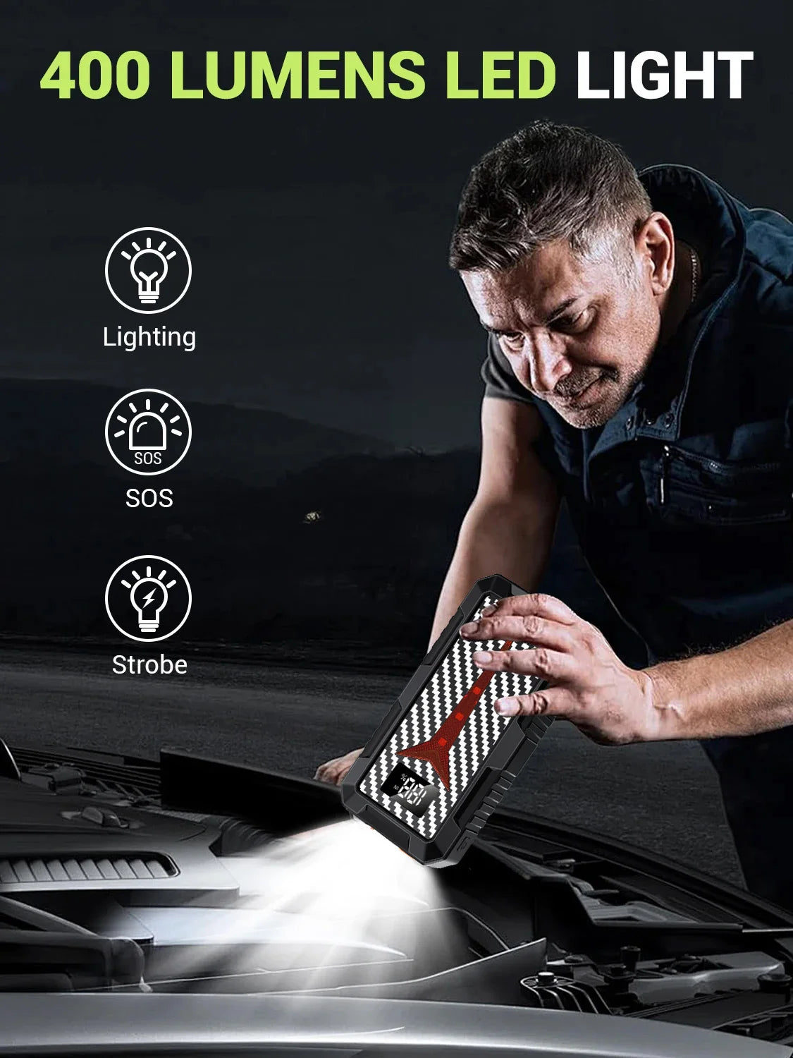 Car Jump Starter 8000A Battery Charger 298000mAh Emergency Power Bank Booster for 12V Gas and Diesel Vehicles
