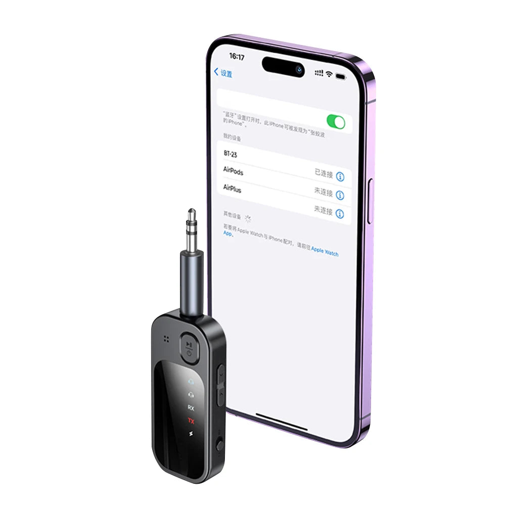 BT5.4 Audio Transmitter Receiver Low Latency Hifi Wireless Adapter Dual Stream Wireless Adapter for TV Car PC Headphones