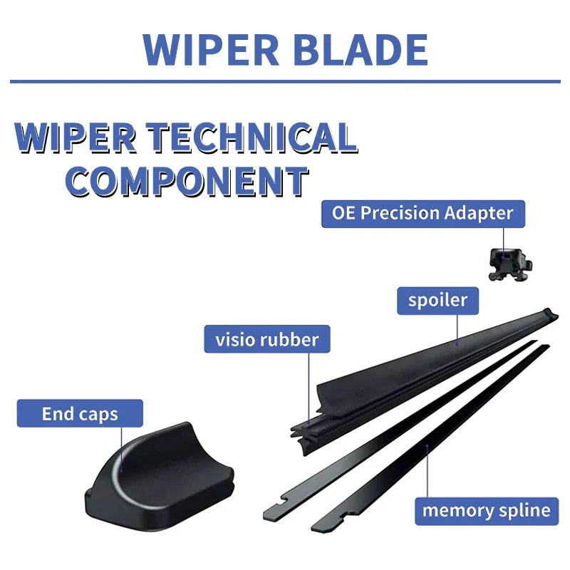 Front Rear Wiper Blades Set For Changan CS95 2017 - 2022 Windshield Windscreen Brushes Accessories Rubber Refills 2018 2019 2020
