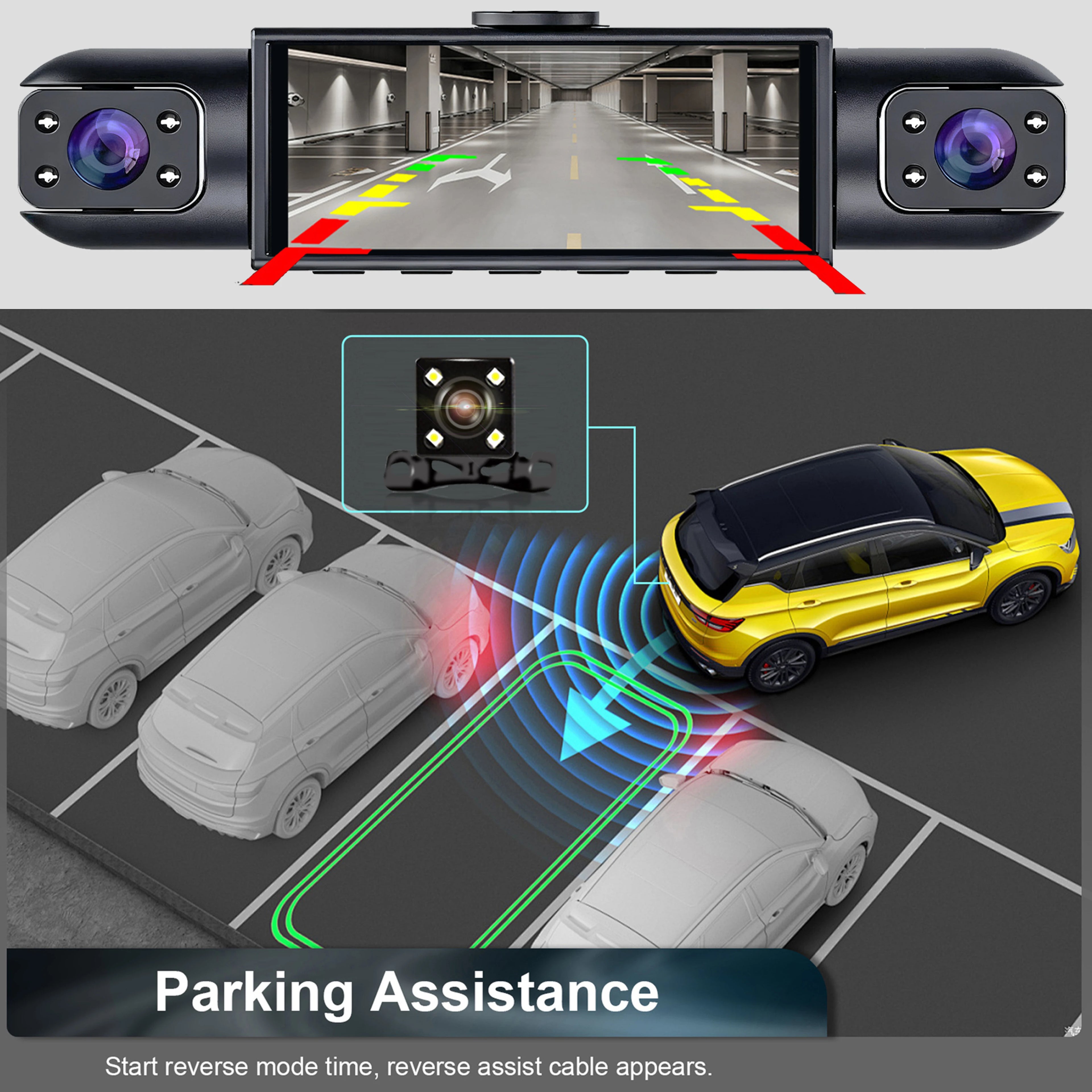 Dash Cam Vehicle DVR video recorder 4 cameras for cars black box front rear internal Night Vision Loop Recording dashcam car 360