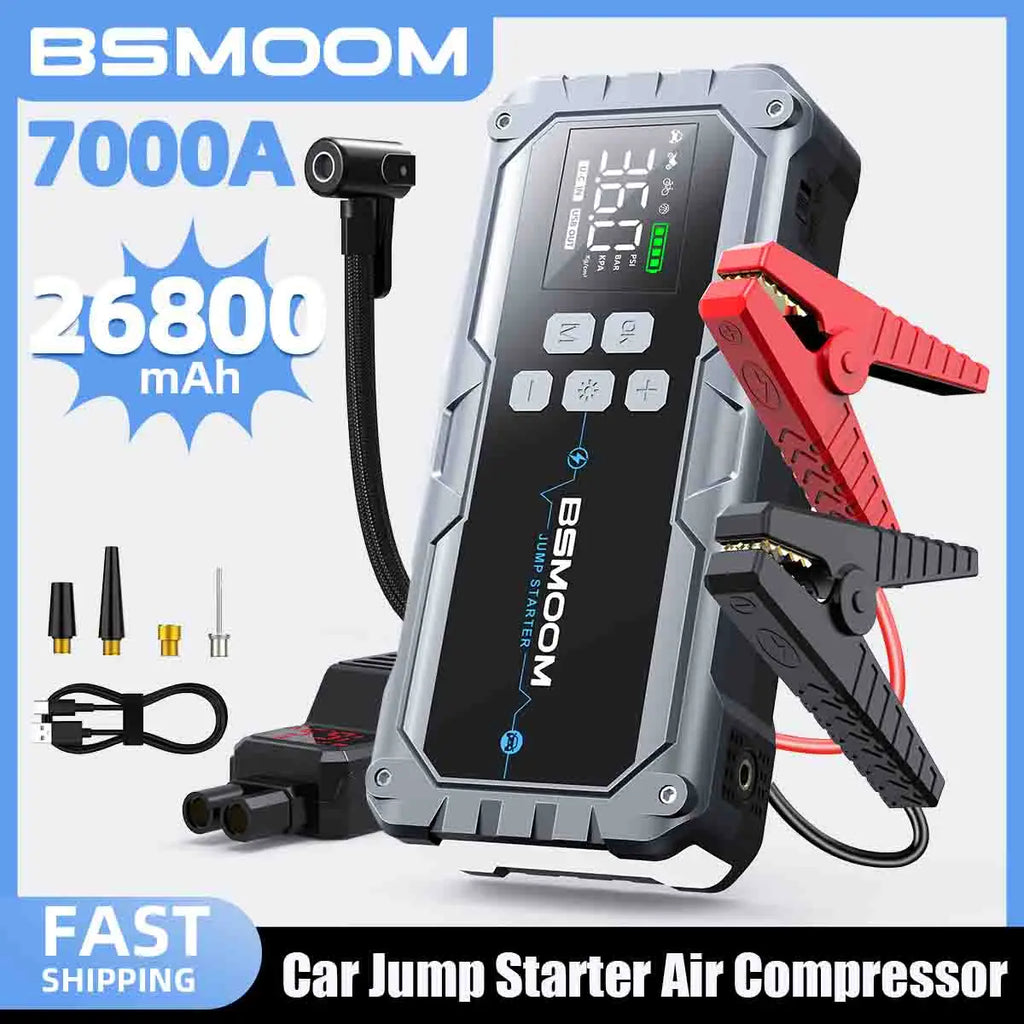 Car Jump Starter  Pump Air Compressor 26800mA/21800mAh Power Bank  Starting Device 12V Digital Tire Inflator