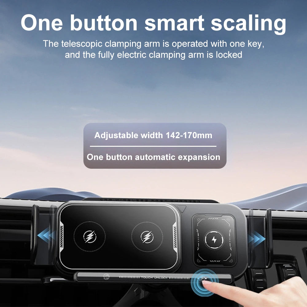 Car Wireless Charger Dual Coil Fold Screen Car Fast Charging Stand for Samsung Galaxy Z Fold 6 Flip 3 Air Vent Car Phone Holder