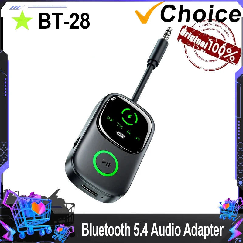 VIKEFON 2 In 1 Bluetooth 5.4 Audio Reciever Transmitter RT/TX Adapter for TV Earphones Cars Flights 3.5mm AUX Bluetooth Dongle