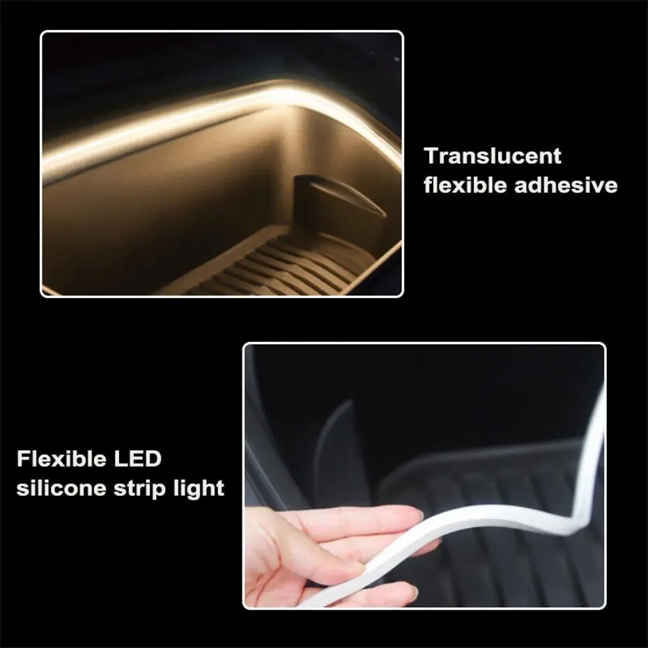 Flexible LED Ambient Light Strip 5m DC12V for Tesla Model Y 3 S After Trunk Frunk Silicone Interior Car Decorative Lamp DIY Lamp