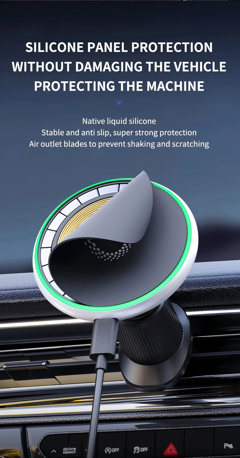 15W Magnetic Car Phone Holder Mount Charger Fast Wireless Car Charger for Air Vent Mount Anti-Shake Strong Magnet Car Support