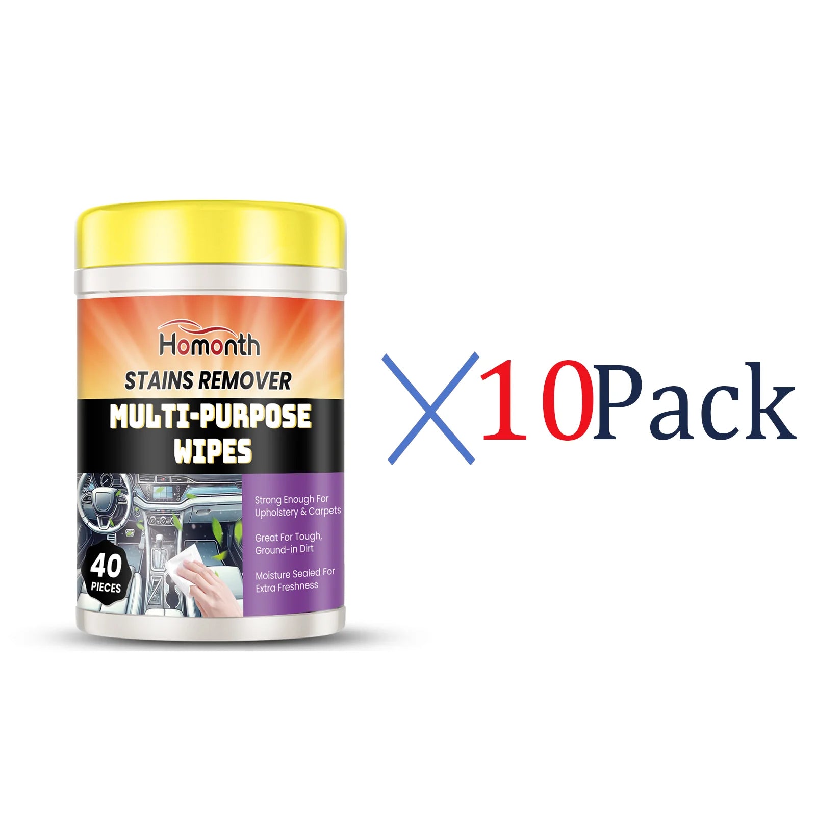 40PCS Car Interior Cleaning Wipes Multipurpose Wipes for Dashboard Leather Seats Screen Quick Cleaner Degreaser for Stains Dust