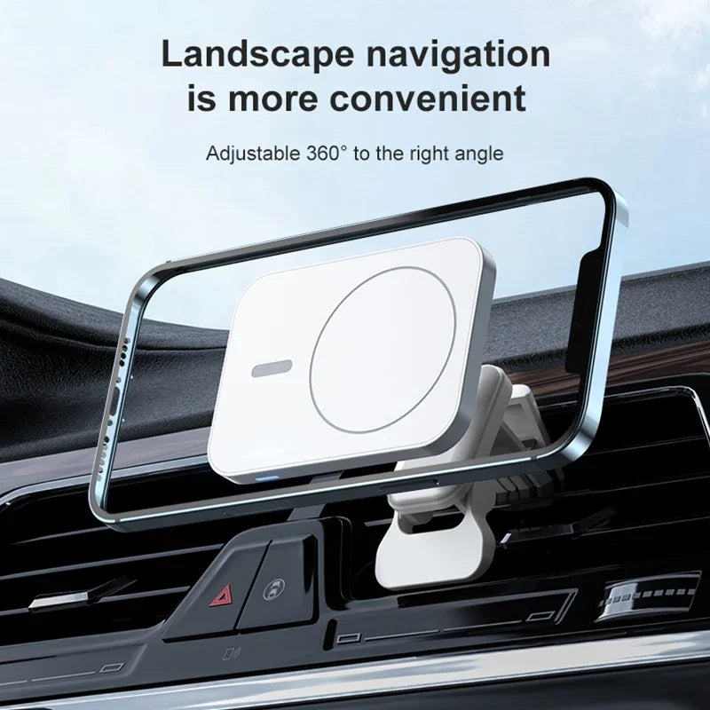 15W Fast Magnetic Wireless Charger Car Air Vent Phone Holder Mount Compatible Magnet Safe Case for iPhone 12 13 14 Pro Mini Max