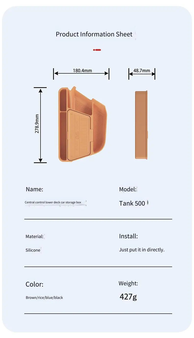 Suitable for 2026 Tank 500 central control lower storage box, glasses storage box, car interior accessories modification