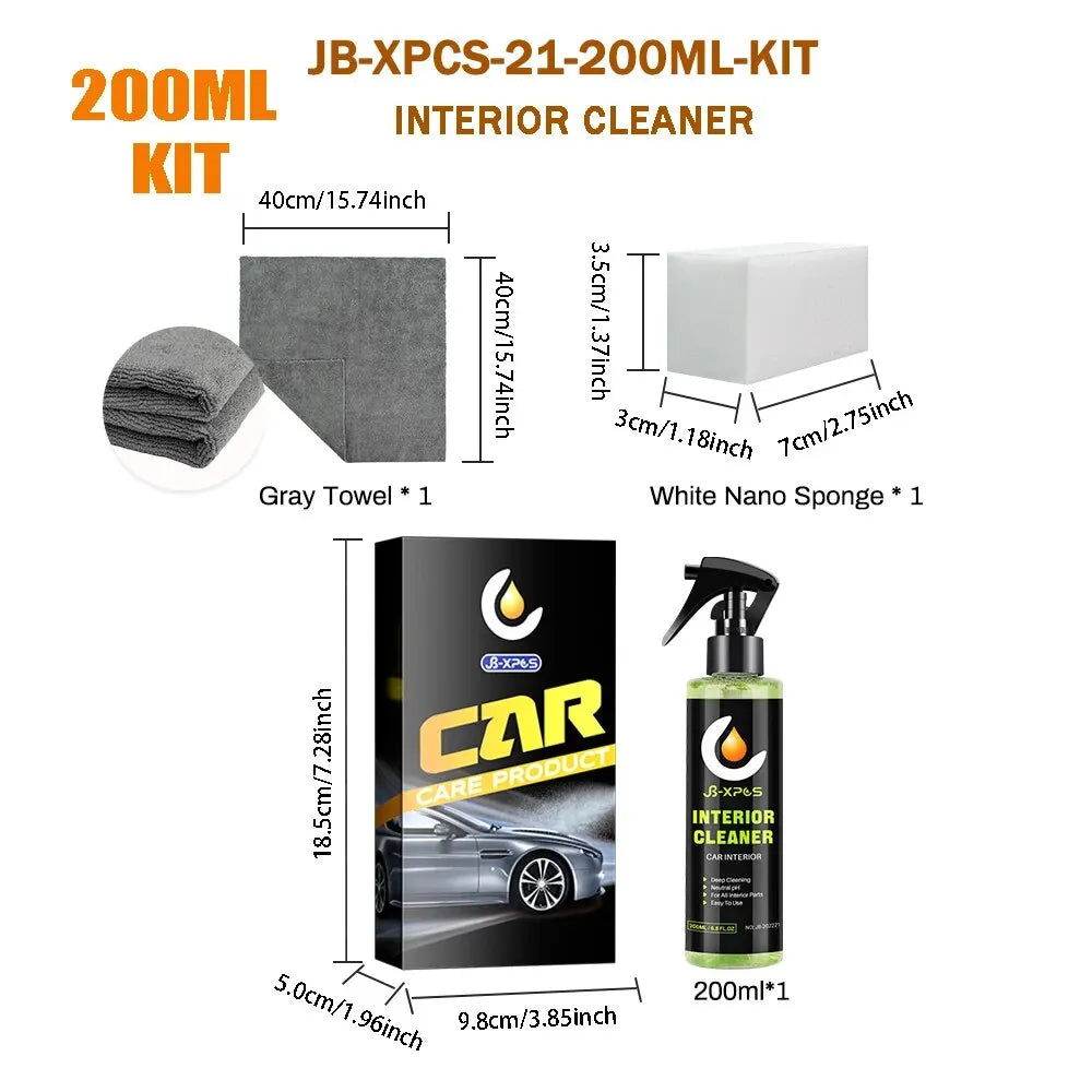Interior Cleaner Water-free Foam Spray For Plastic Trim Leather Seat Fabric Top Carpet Stain Cleaning Solution JB-XPCS 21