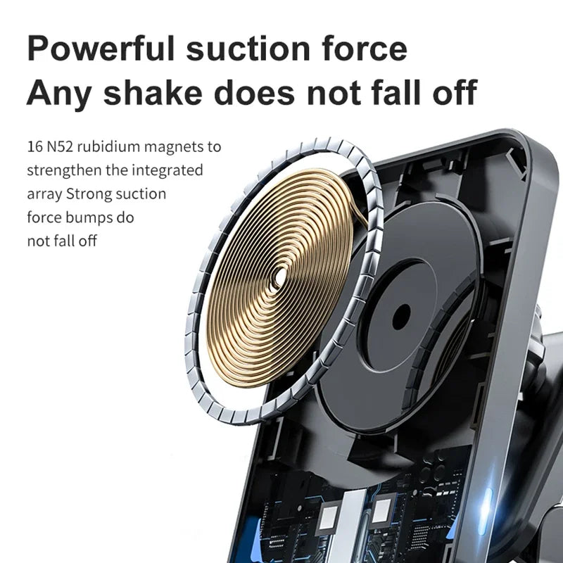 15W Fast Magnetic Wireless Charger Car Air Vent Phone Holder Mount Compatible Magnet Safe Case for iPhone 12 13 14 Pro Mini Max