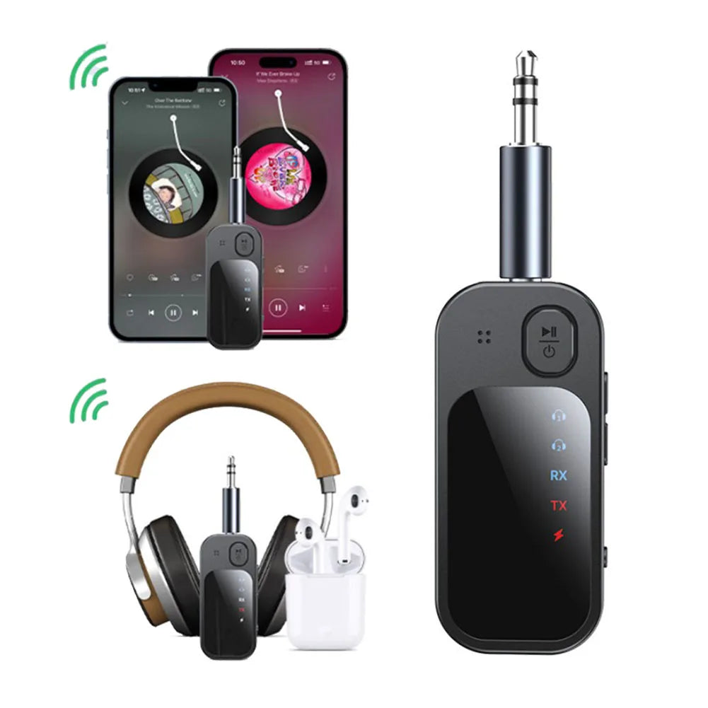 BT5.4 Audio Transmitter Receiver Low Latency Hifi Wireless Adapter Dual Stream Wireless Adapter for TV Car PC Headphones