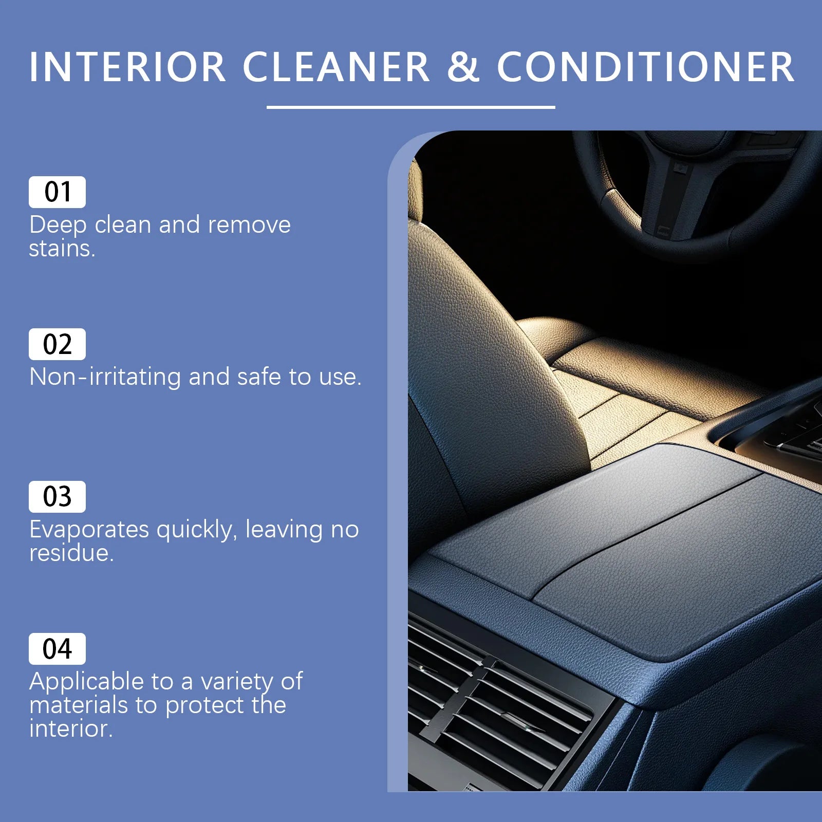100ml Car Interior Foam Cleaner  Leather Flannel Woven Fabric Dashboard Spray Cleaners Enhances Shine & Prevents Aging