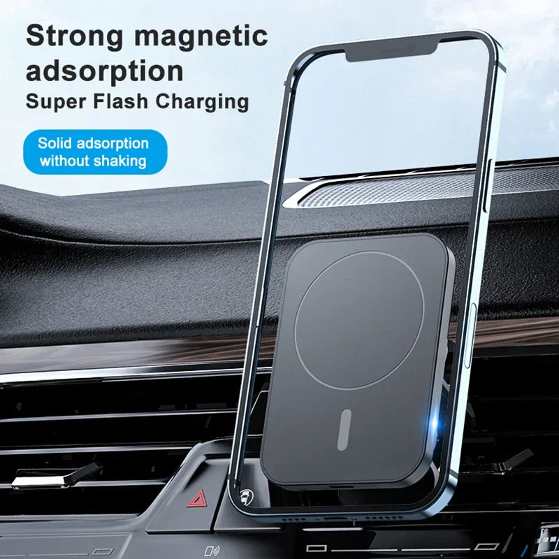 15W Fast Magnetic Wireless Charger Car Air Vent Phone Holder Mount Compatible Magnet Safe Case for iPhone 12 13 14 Pro Mini Max