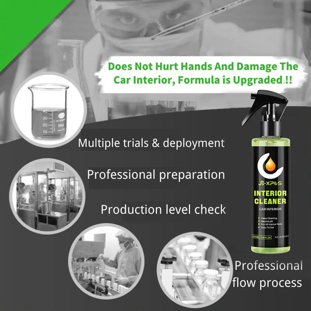 Interior Cleaner Water-free Foam Spray For Plastic Trim Leather Seat Fabric Top Carpet Stain Cleaning Solution JB-XPCS 21