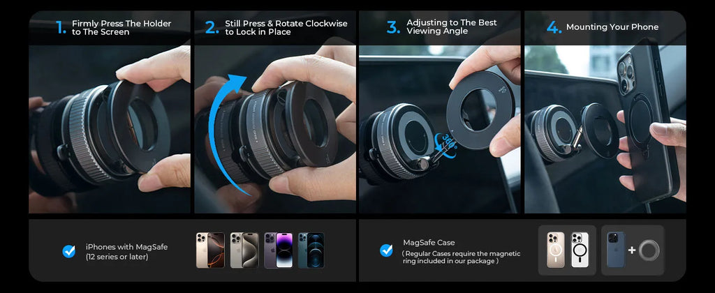 360° Rotatable Vacuum Magnetic Phone Holder, Foldable and Retractable Suction Cup Car Phone Mount for Car/Gym/Mirror/Smooth