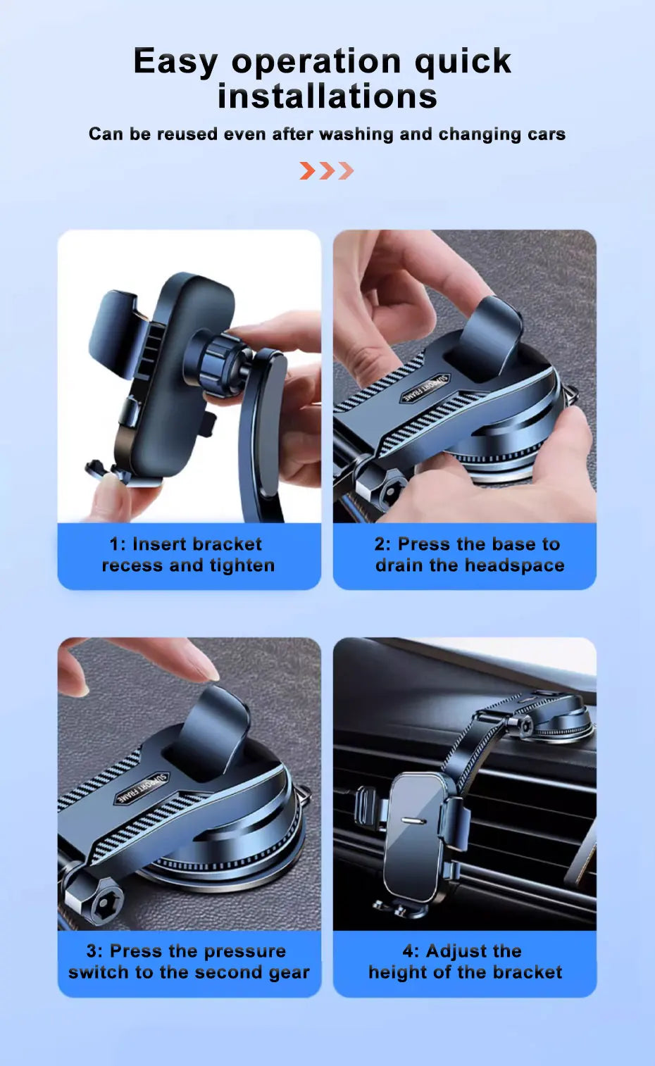 SEAMETAL Car Dashboard Phone Bracket Universal Auto Cellphone Stand For GPS Navigation Universal Desk Windshield Hanging Holder