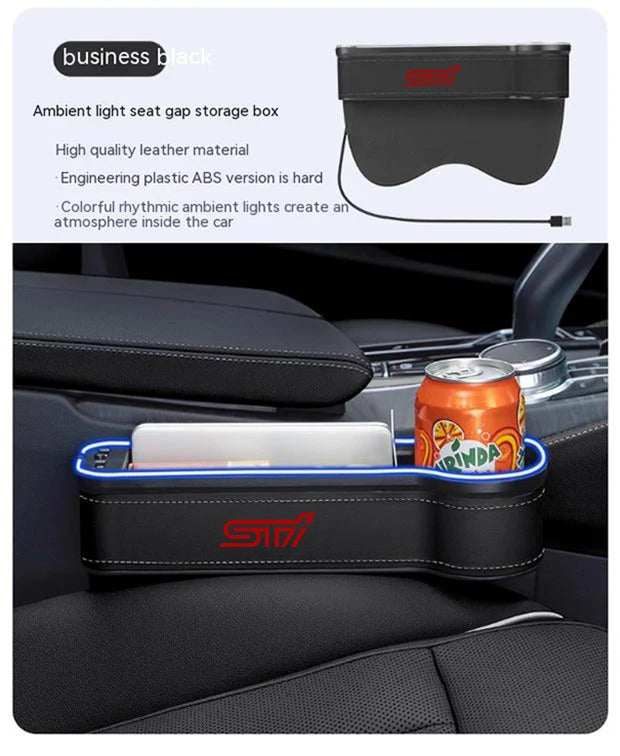 For Subaru STI Outback Brz Wrx Xv Ascent Forester Impreza Legacy Car Sewn Seat Gap Crevice Slot Storage Box light USB Charging