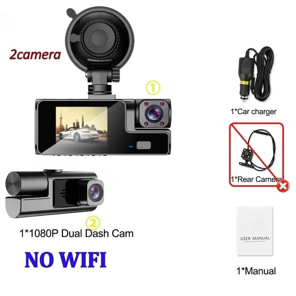 3Camera Dash Cam For Car Camera 1080P Video Recorder WIFI Car DVR 2lens Front Rear View Camera Night Vision Car Accessories