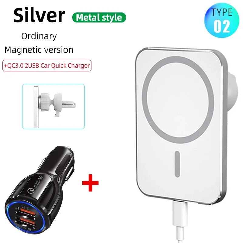 15W Fast Magnetic Wireless Charger Car Air Vent Phone Holder Mount Compatible Magnet Safe Case for iPhone 12 13 14 Pro Mini Max