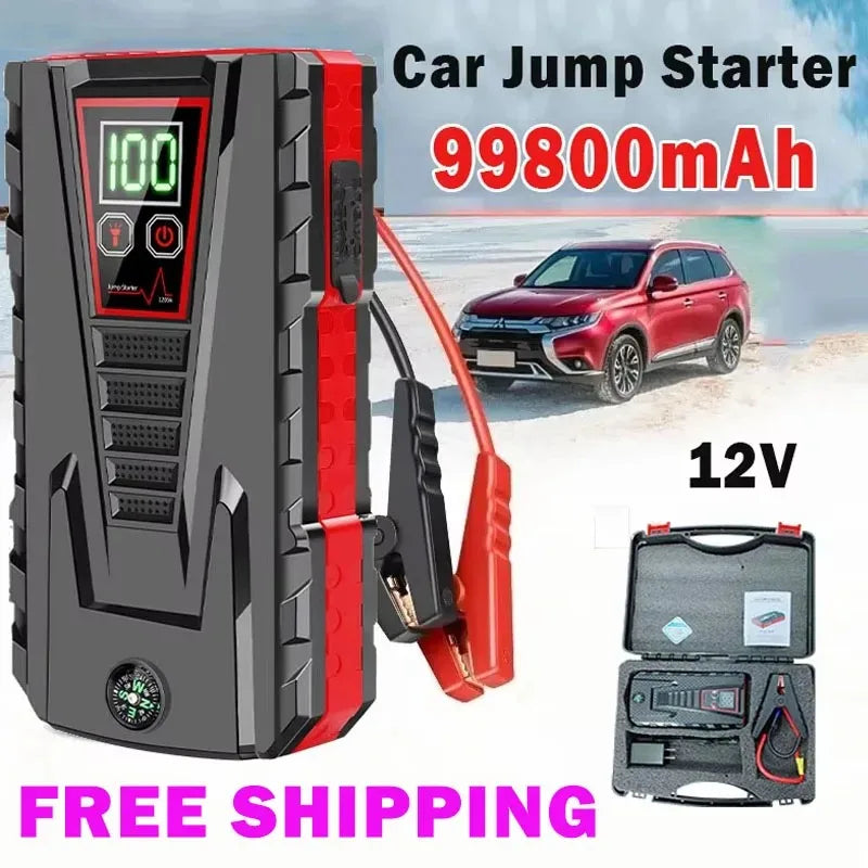 2025 New 99800mAh 5000A Car Jump Starter | 12V for Petrol/Diesel | Power Bank /Smart Protection