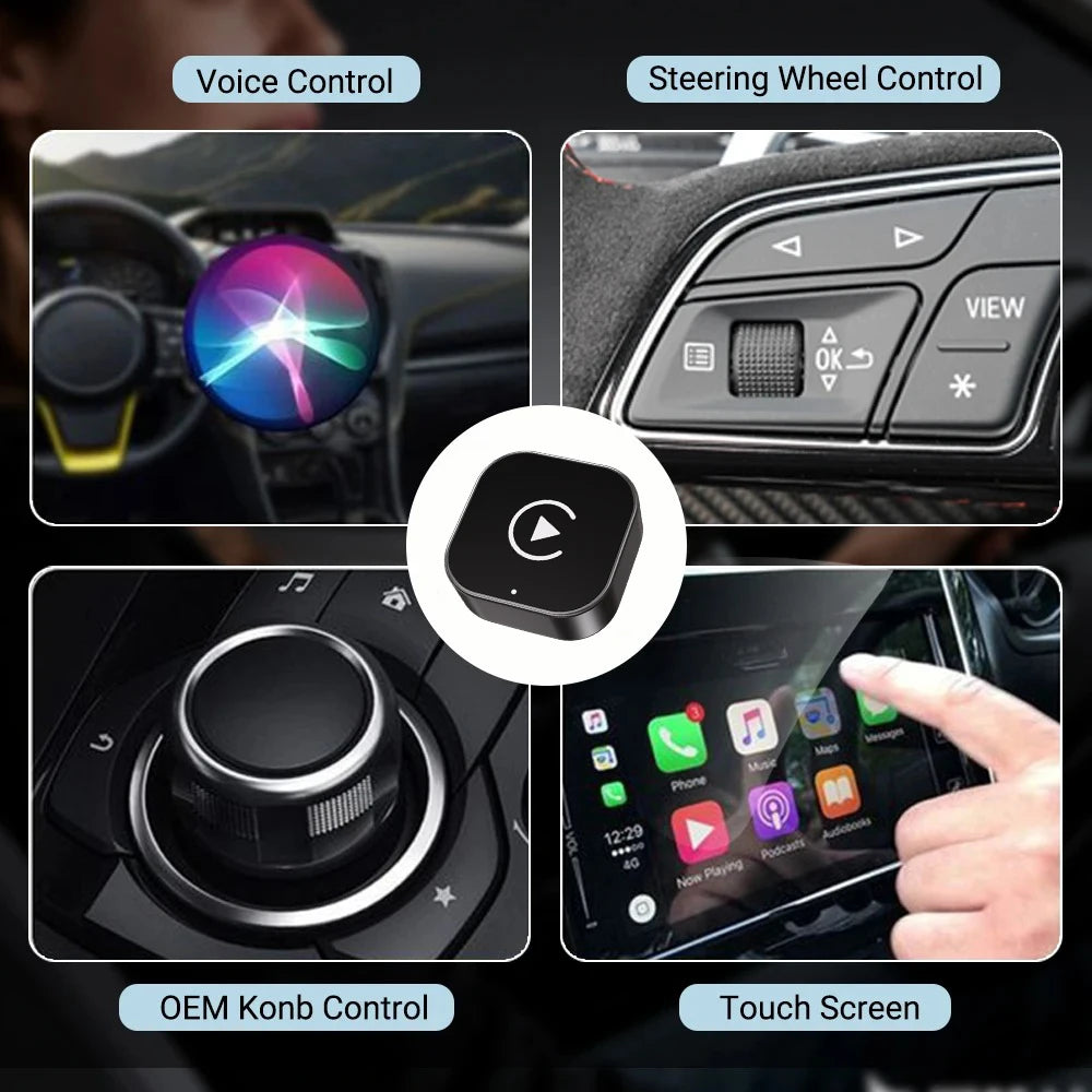 Mini 2-in-1 Wireless Carplay ndroid Auto Adapter for Apple & Android Phone Universal BT Connect for VW Toyota Ford Benz Audi Kia