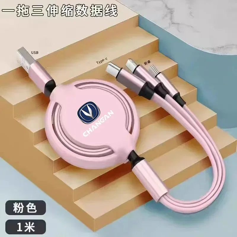 Fast Charing Data Cable 100W Multifunctional 3 in 1 Data Cord For Changan X5 X7 CX70 CS55 CS75 Car Accessories