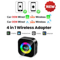 4-in-1 Wireless Carplay Adapter Android Auto Connect Airplay Mirror Link Screen Plug and Play Bluetooth for Apple and Android